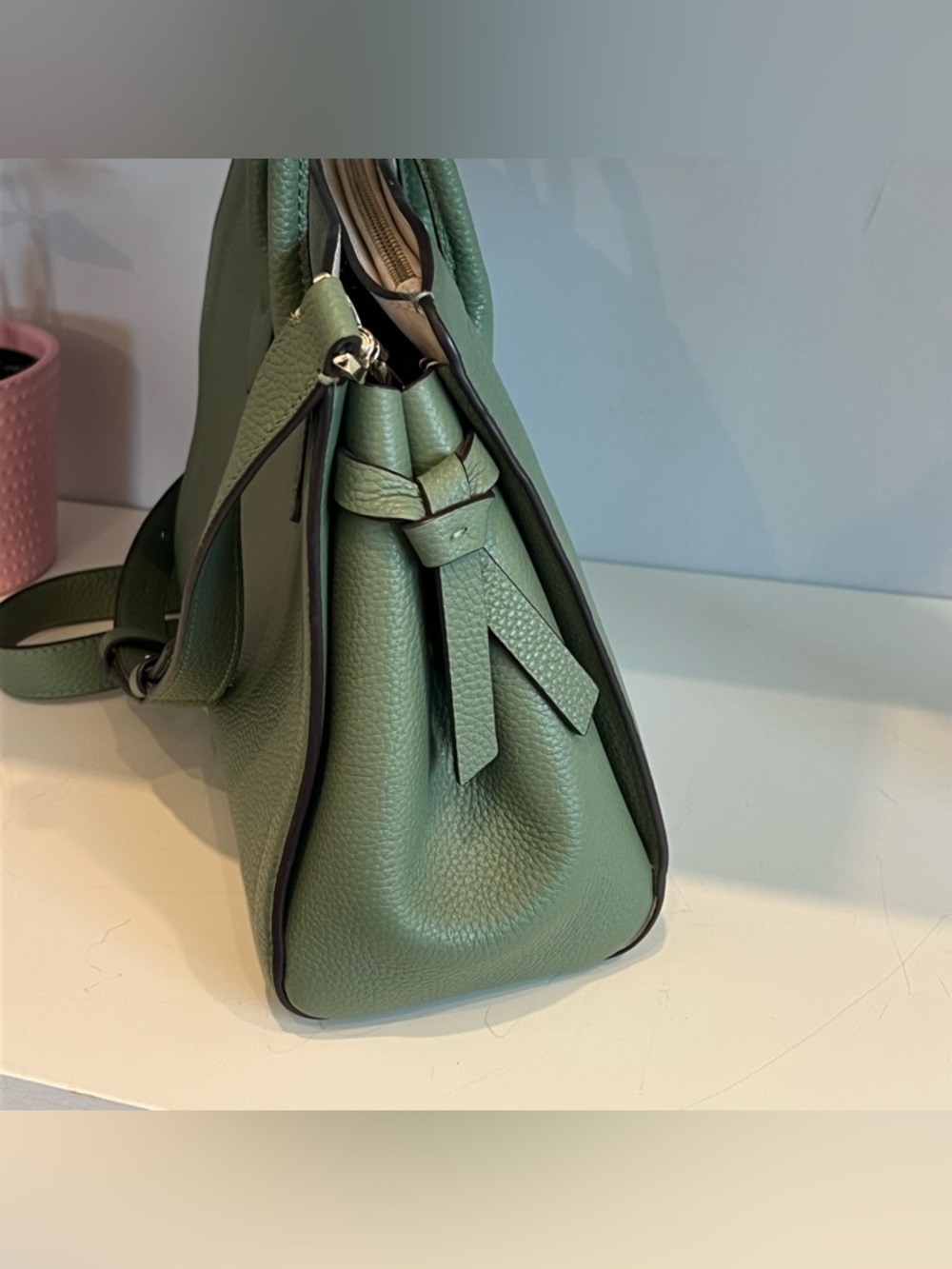 kate spade Knott Small Satchel Sage Green Pebbled Leather Crossbody - Picture 10 of 13